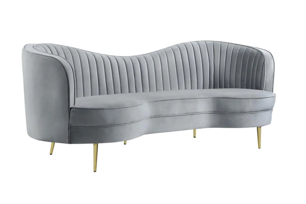 SOPHIA  UPHOLSTERED CHANNEL TUFTED SOFA SET GREY