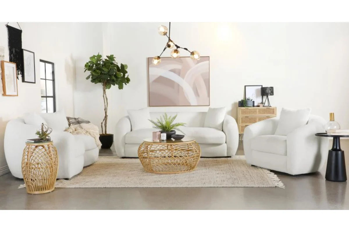 ISABELLA  FAUX SHEEPSKIN UPHOLSTERED SOFA SET NATURAL