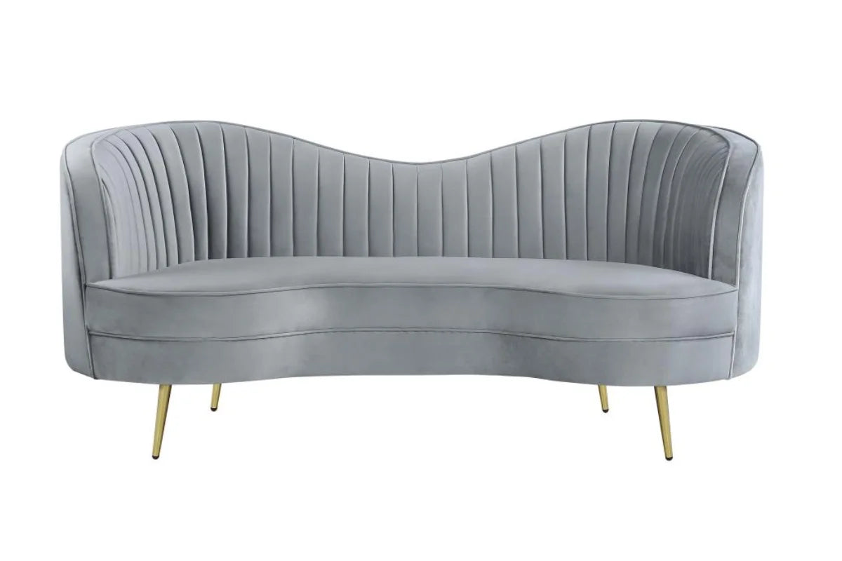 SOPHIA  UPHOLSTERED CHANNEL TUFTED SOFA SET GREY