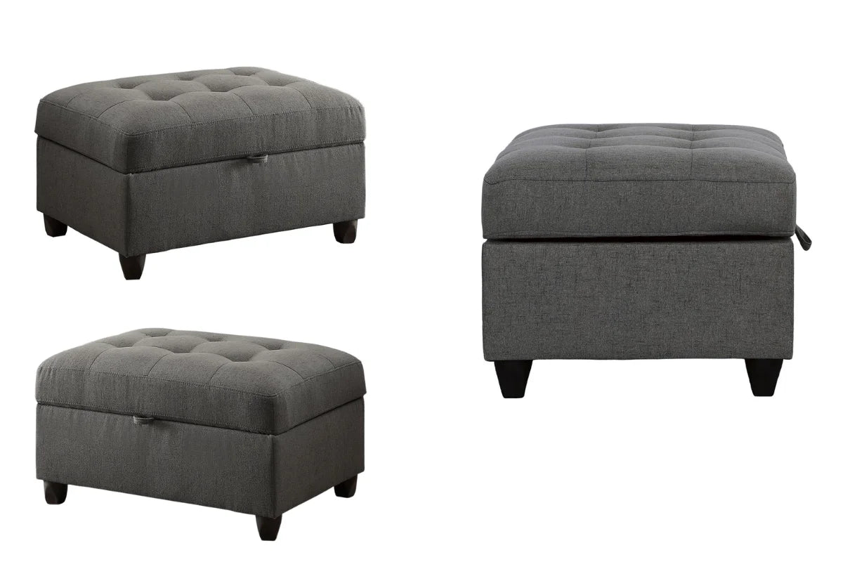 STONENESSE UPHOLSTERED SECTIONAL CHAISE SOFA & OTTOMAN GREY