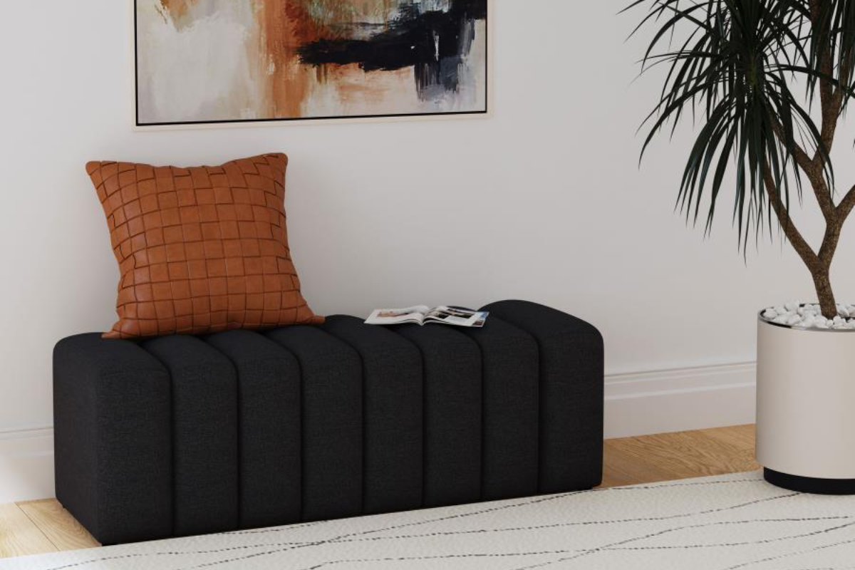 SUMMER FABRIC UPHOLSTERED TUFTED ACCENT BENCH