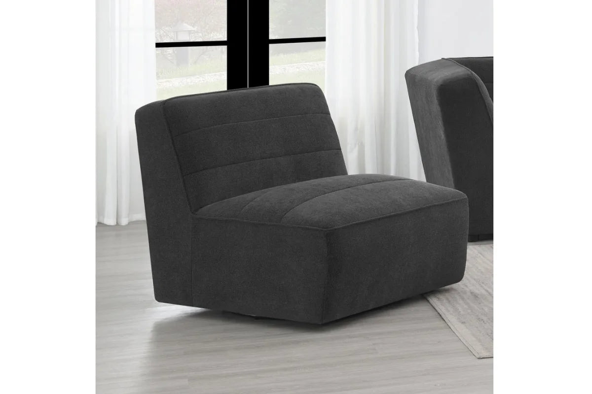 SUNNY UPHOLSTERED ARMLESS CHAIR DARK CHARCOAL