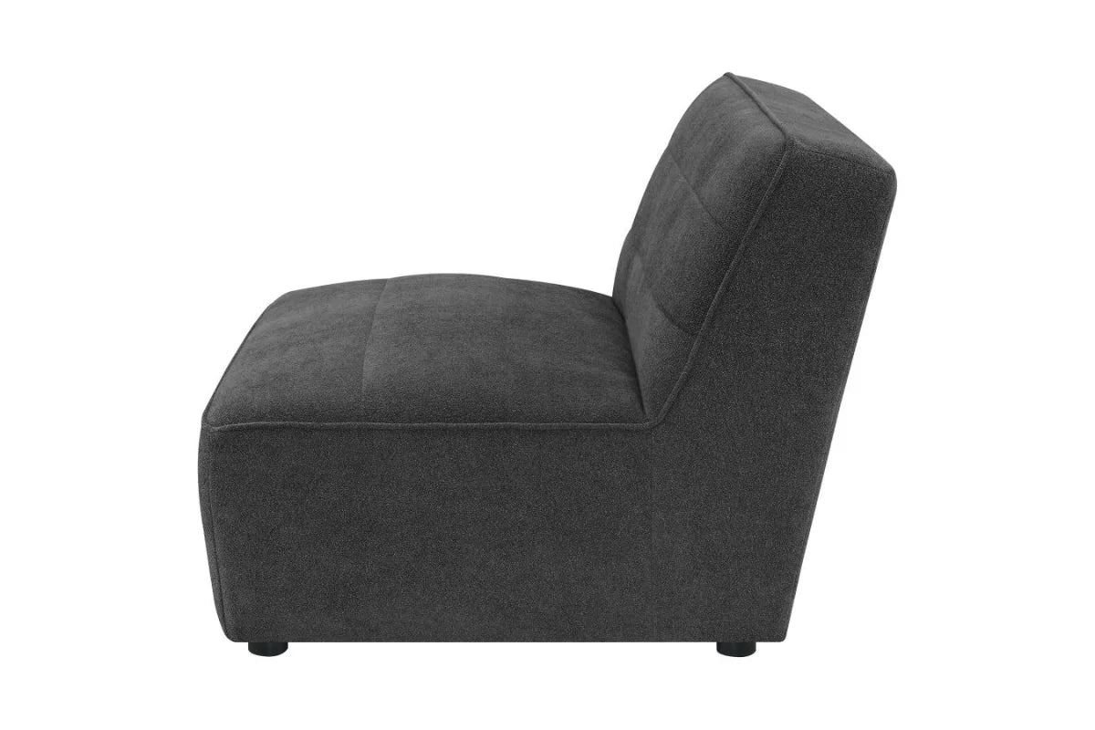 SUNNY UPHOLSTERED ARMLESS CHAIR DARK CHARCOAL