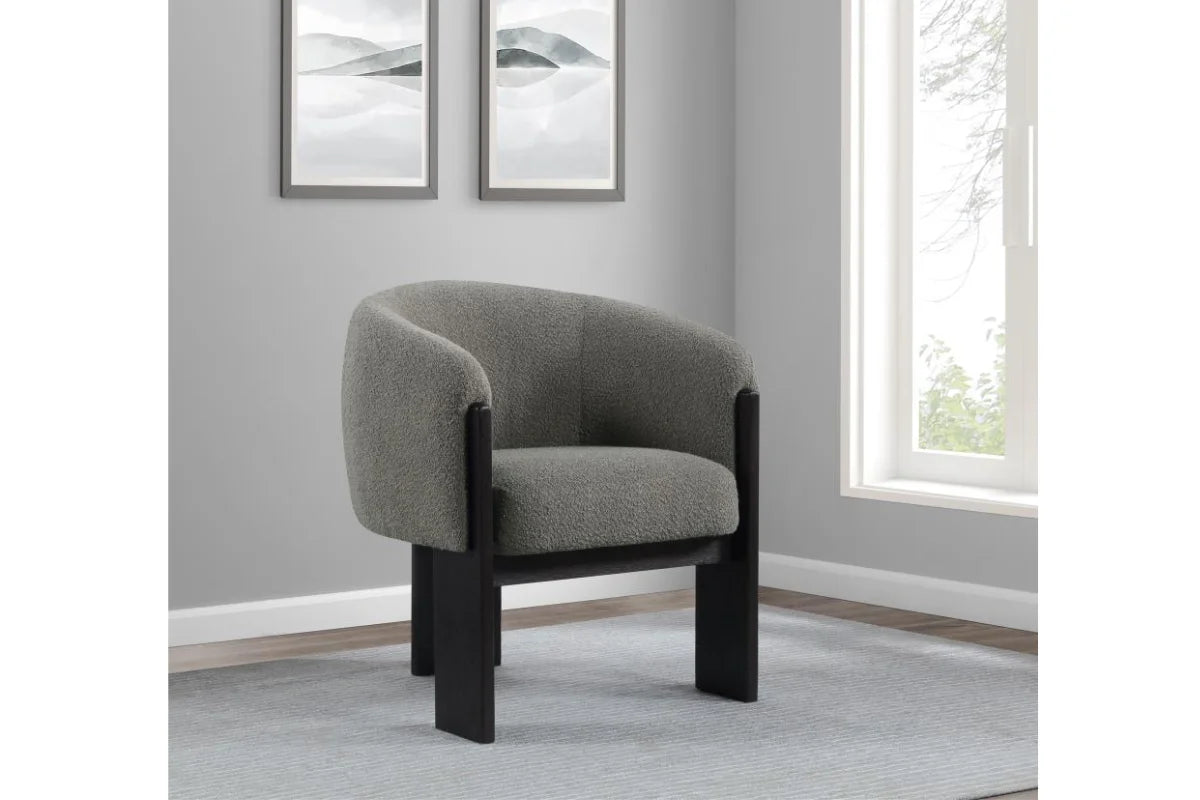 VALDEZ BOUCLE UPHOLSTERED BARREL BACK ACCENT CHAIR BROWN