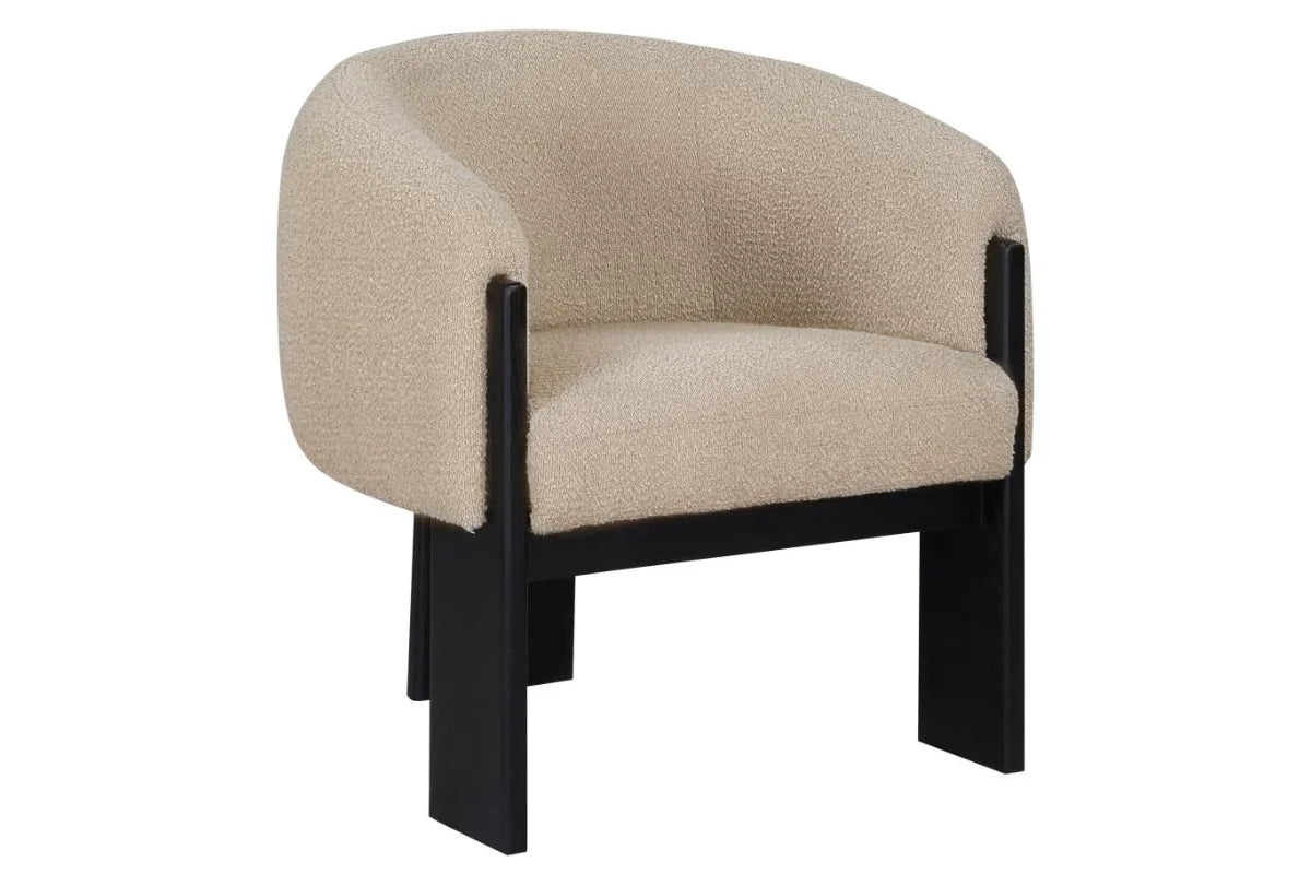 VALDEZ BOUCLE UPHOLSTERED BARREL BACK ACCENT CHAIR BEIGE