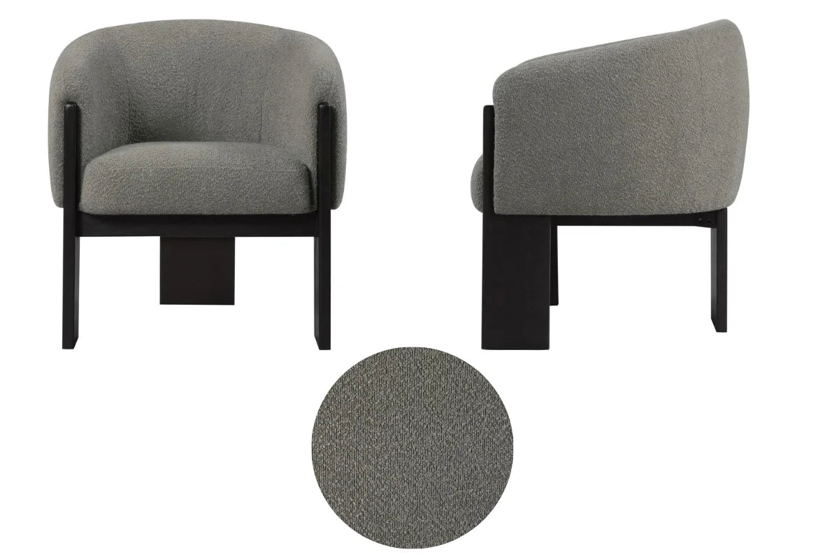 VALDEZ BOUCLE UPHOLSTERED BARREL BACK ACCENT CHAIR BROWN