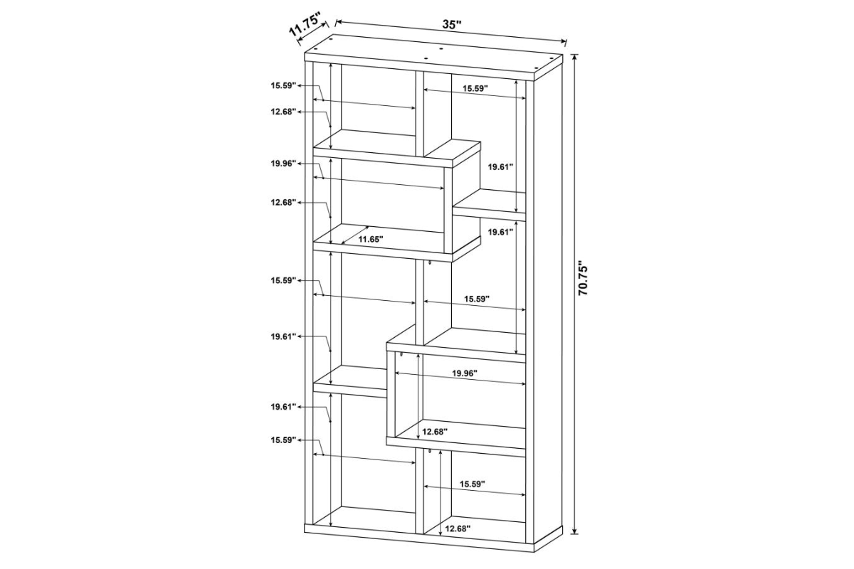 THEO 71-INCH 6-SHELF BOOKSHELF