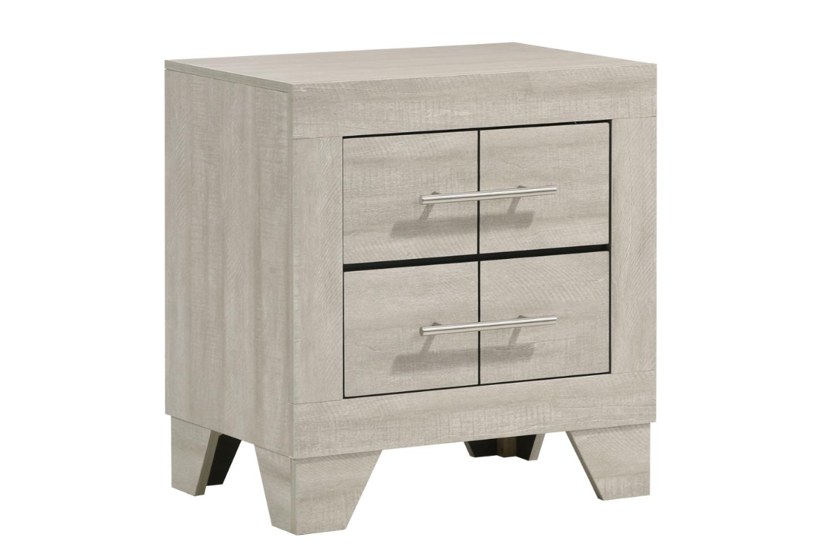 TRENTON 2-DRAWER NIGHTSTAND BEDSIDE TABLE RUSTIC CREAM