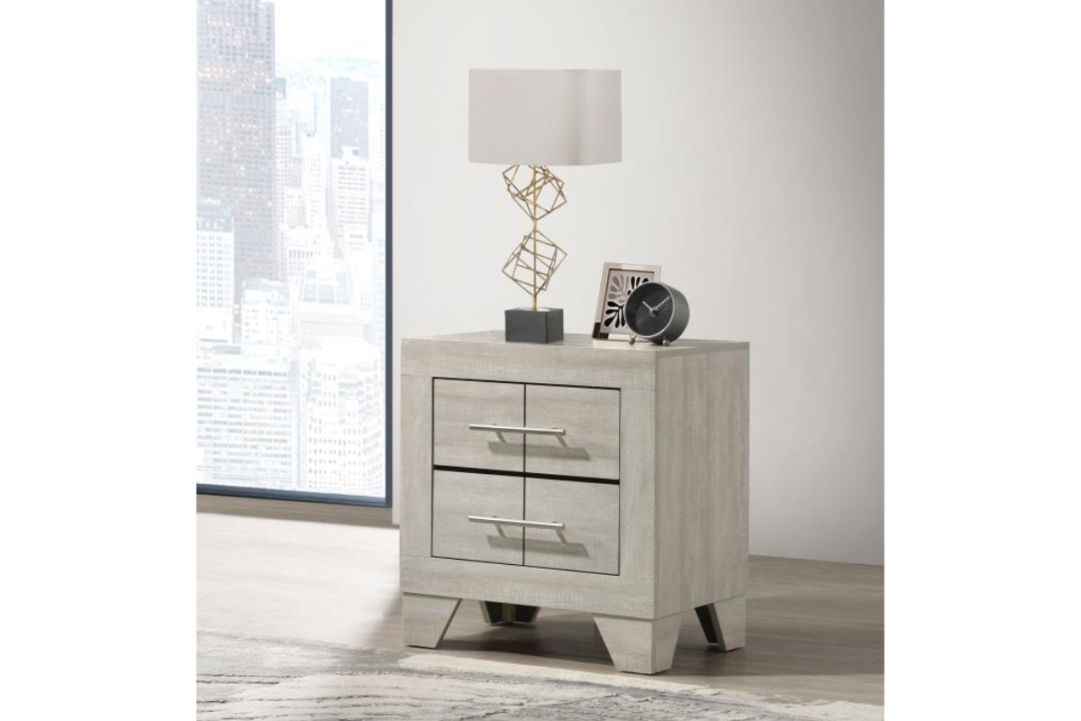 TRENTON 2-DRAWER NIGHTSTAND BEDSIDE TABLE RUSTIC CREAM