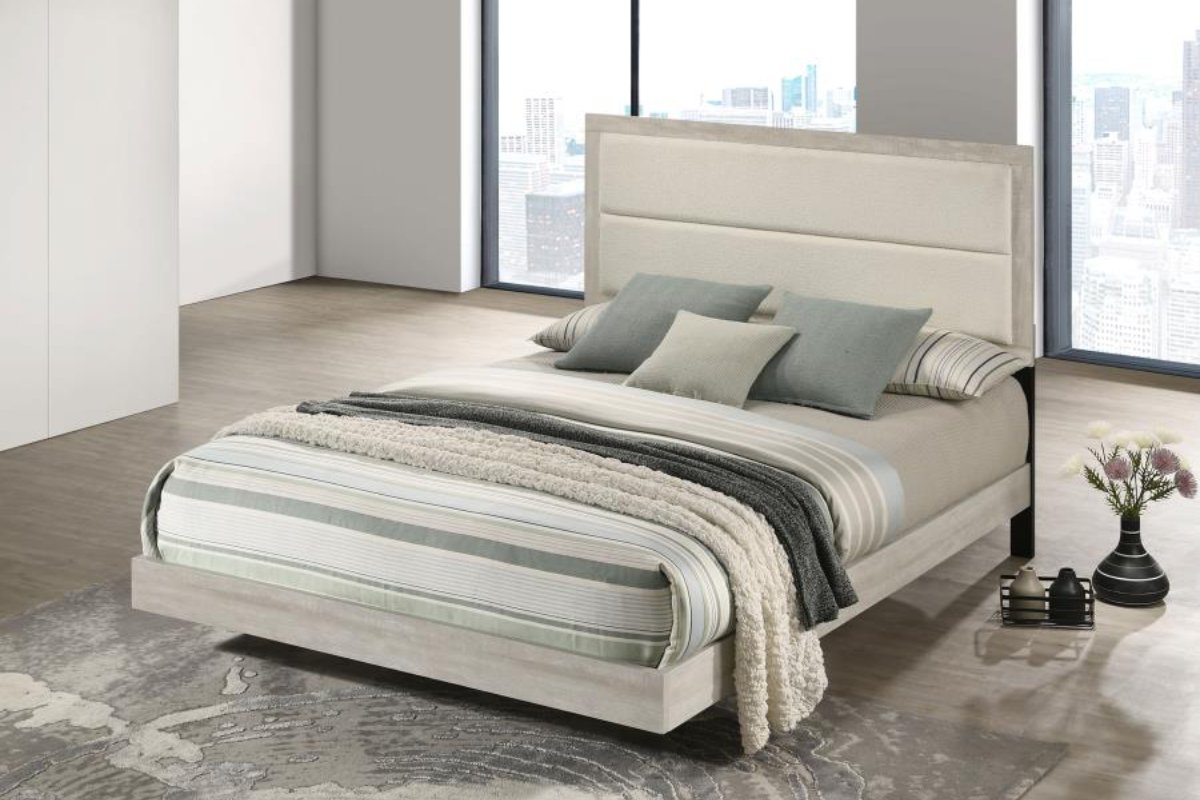 TRENTON 54-INCH WOOD QUEEN PANEL BED RUSTIC CREAM
