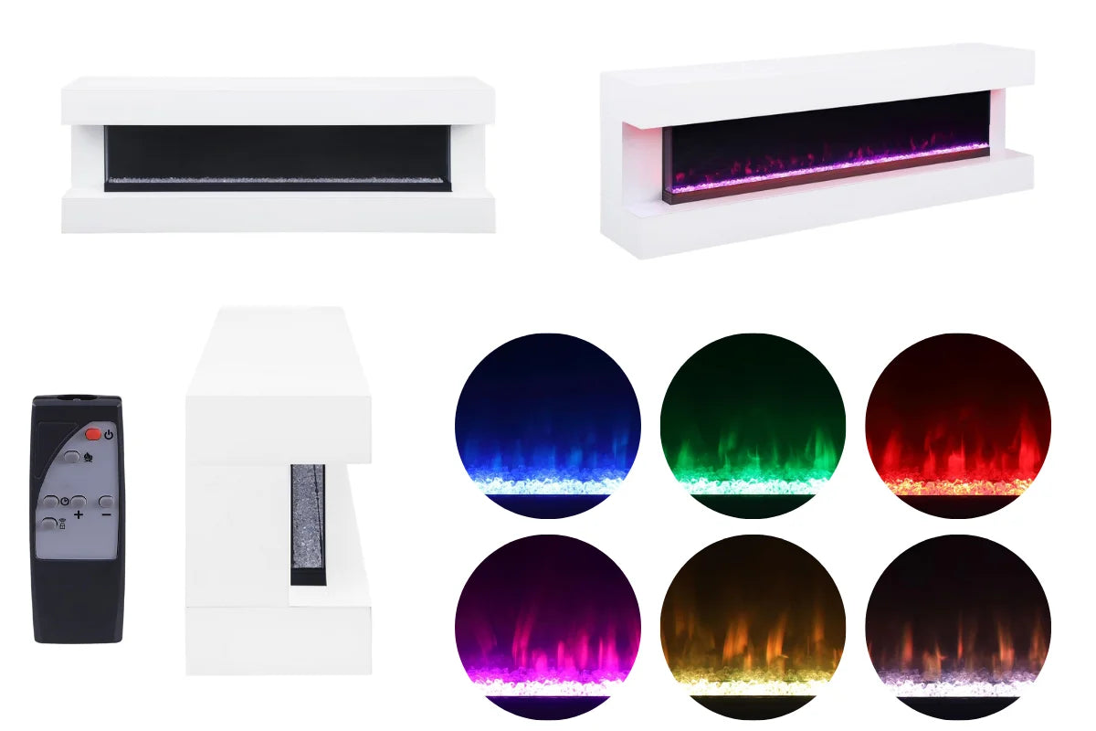 Vallerie 71-inch bt speaker TV stand fireplace console white