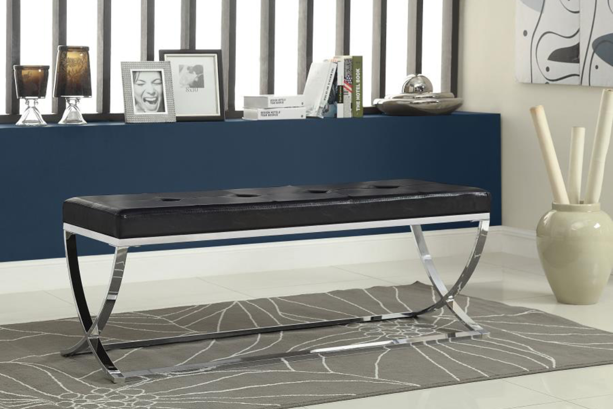 WALTON LEATHERETTE UPHOLSTERED TUFTED ACCENT BENCH