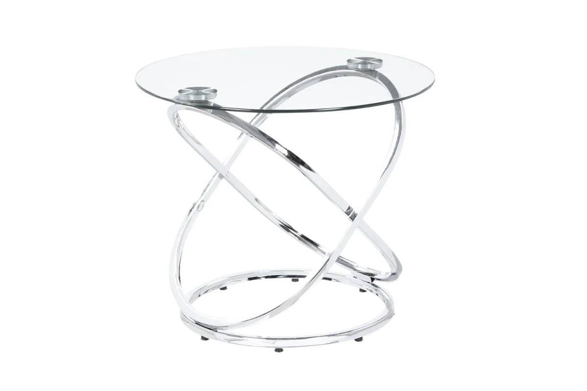 WARREN 3-PIECE OVAL GLASS TOP COFFEE TABLE SET CHROME