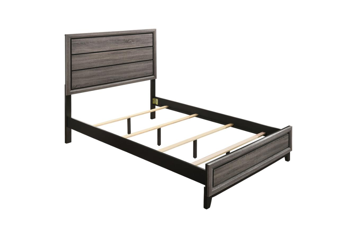 WATSON WOOD PANEL BED GREY OAK