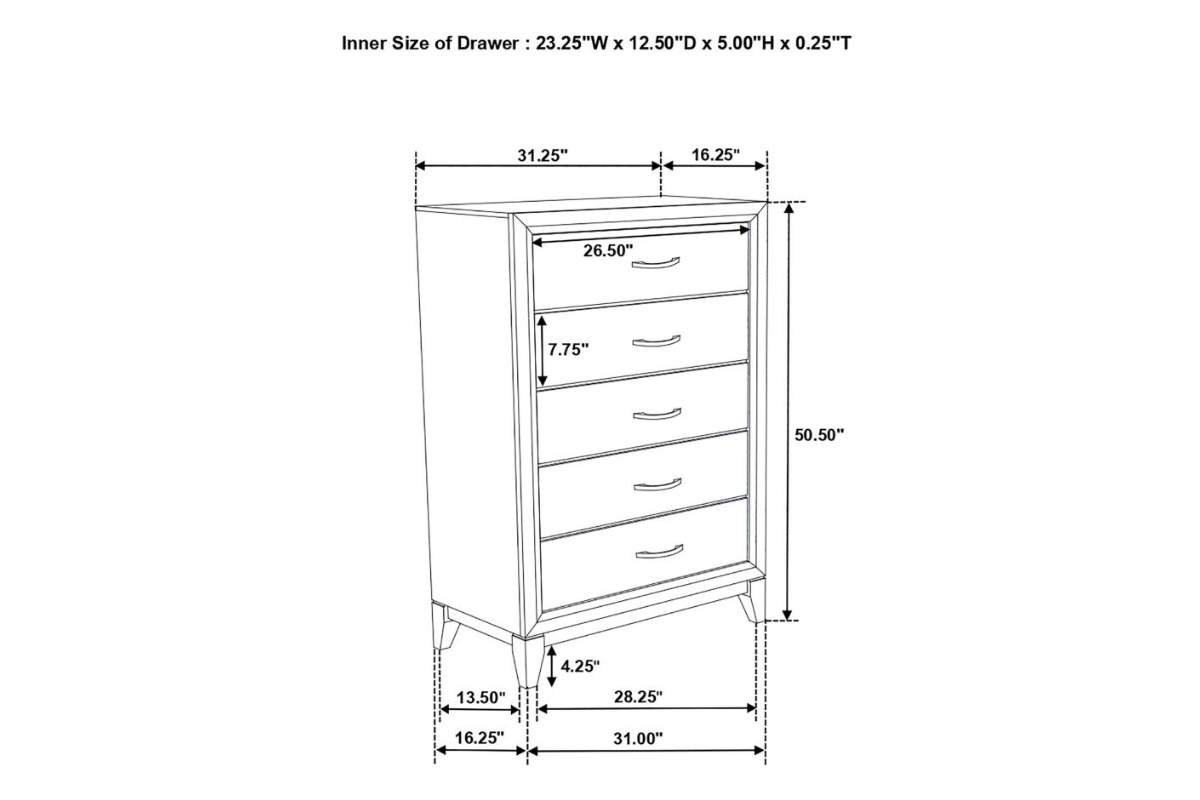 WATSON 5-DRAWER BEDROOM CHEST GREY OAK