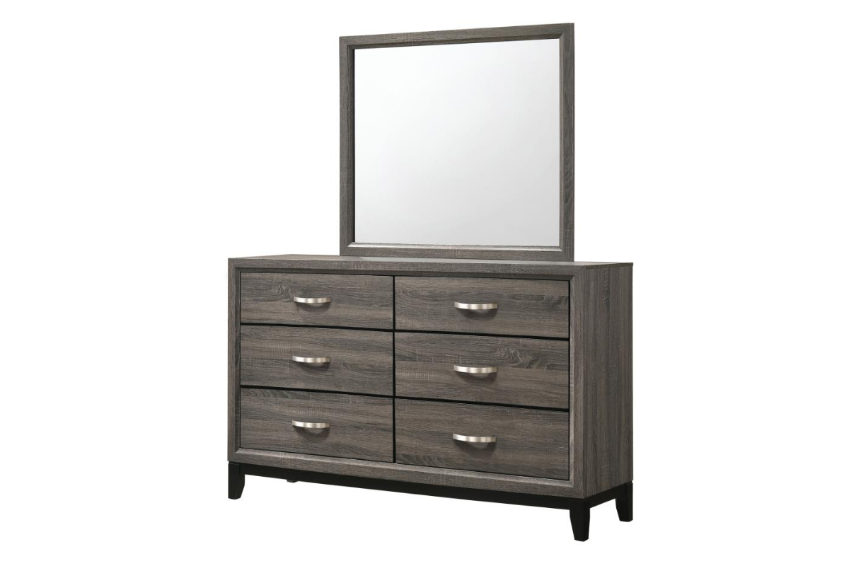 WATSON 6-DRAWER DRESSER WITH MIRROR GREY OAK