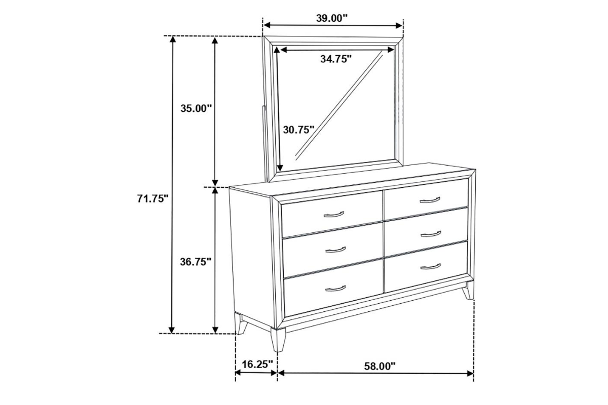 WATSON 6-DRAWER DRESSER WITH MIRROR GREY OAK