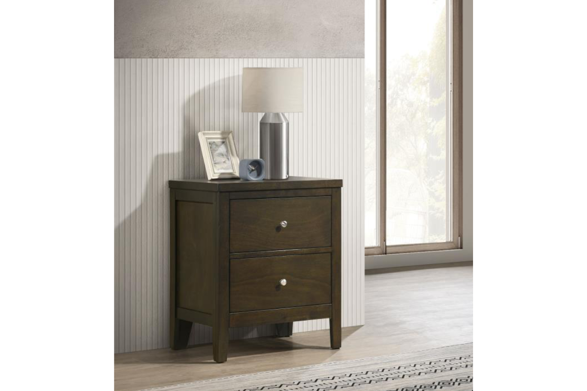 WILKES 2-DRAWER NIGHTSTAND BEDSIDE TABLE DARK COCOA