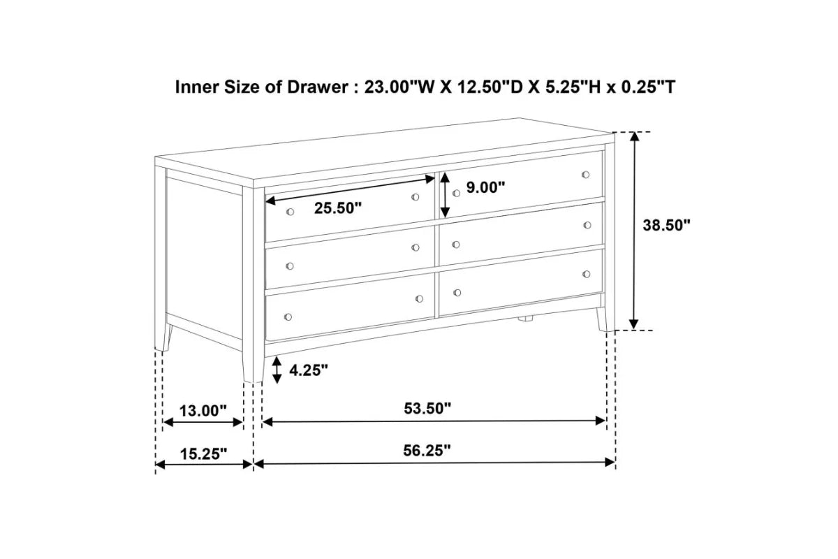 WILKES 6-DRAWER DRESSER CABINET DARK COCOA