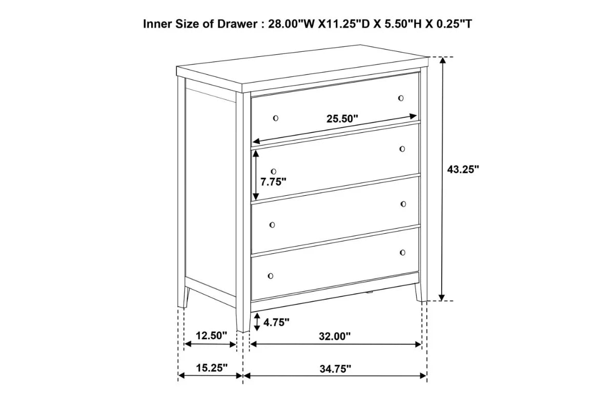 WILKES 4-DRAWER CHEST OF DRAWERS DARK COCOA