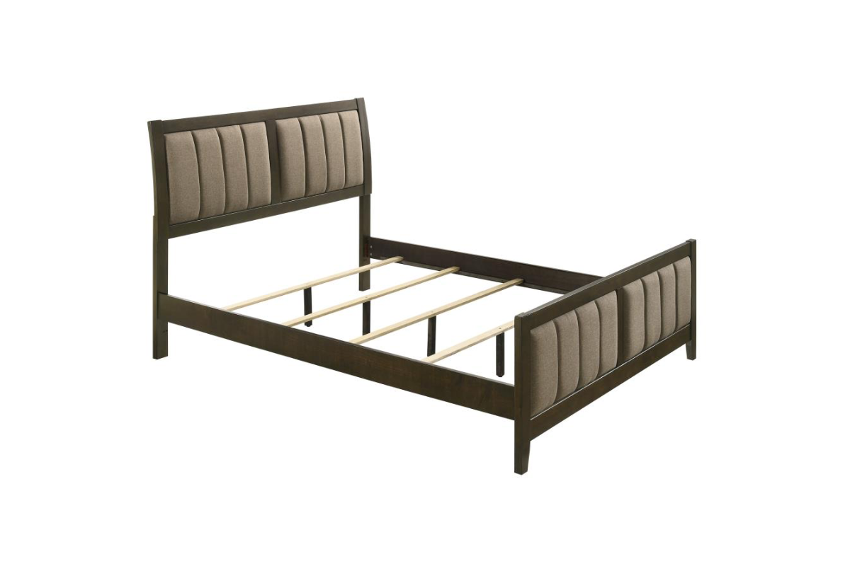 WILKES 51-INCH UPHOLSTERED QUEEN BED DARK COCOA