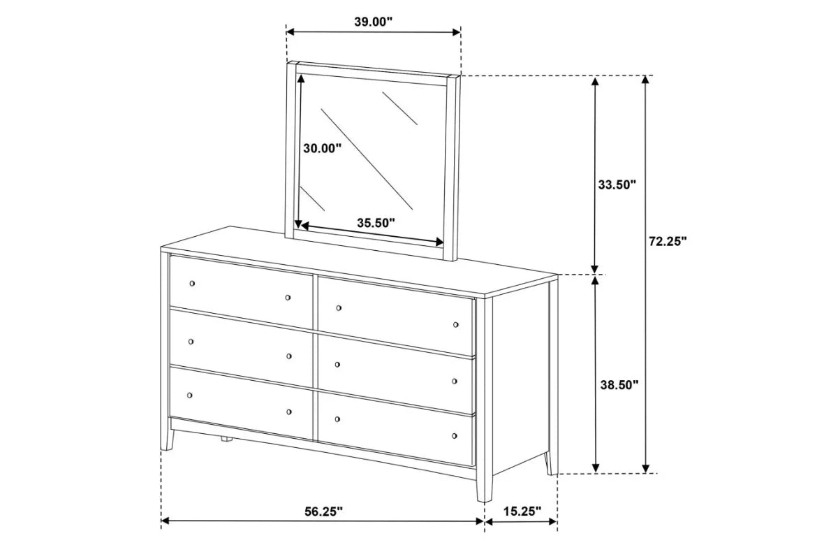 WILKES 6-DRAWER DRESSER AND MIRROR DARK COCOA
