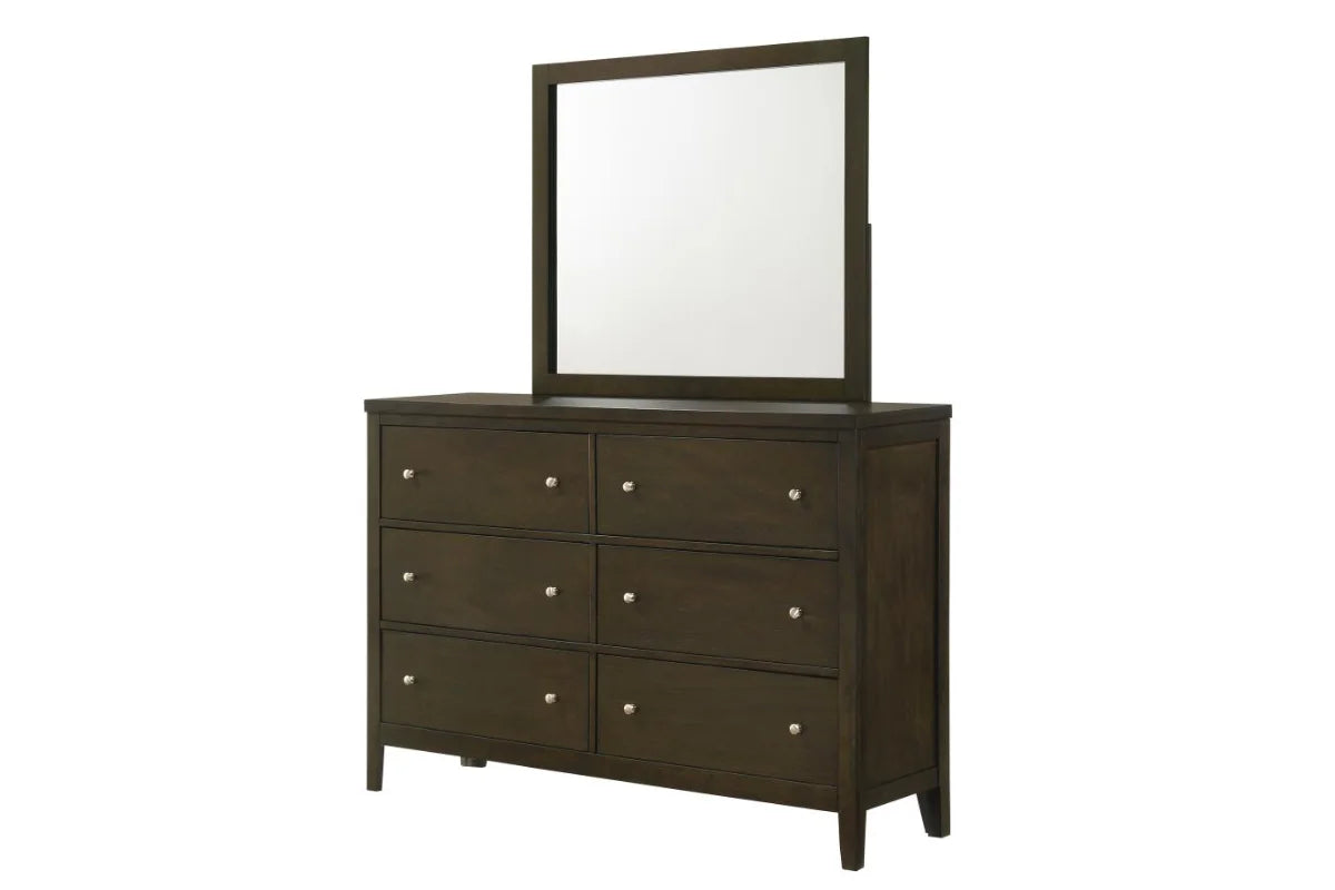 WILKES 6-DRAWER DRESSER AND MIRROR DARK COCOA