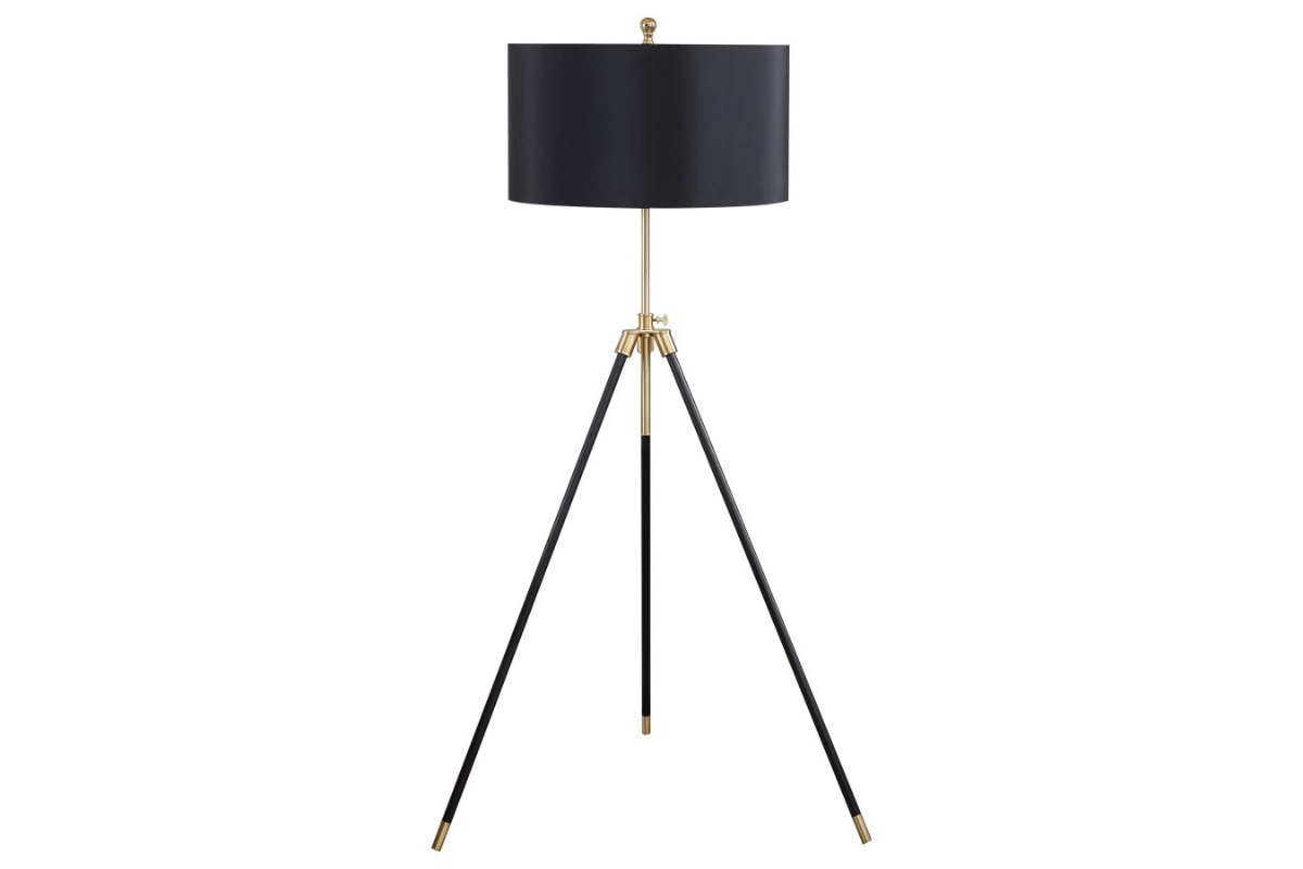 ZABKA 63-INCH DRUM SHADE METAL TRIPOD FLOOR LAMP BLACK