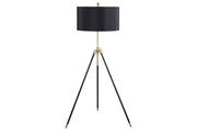 ZABKA 63-INCH DRUM SHADE METAL TRIPOD FLOOR LAMP BLACK