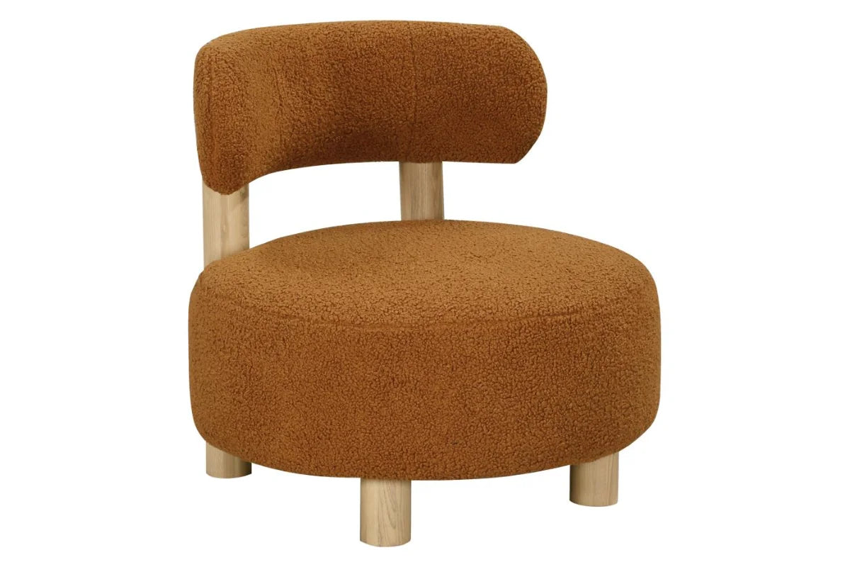 ZONIE BOUCLE UPHOLSTERED BARREL BACK ACCENT CHAIR ORANGE