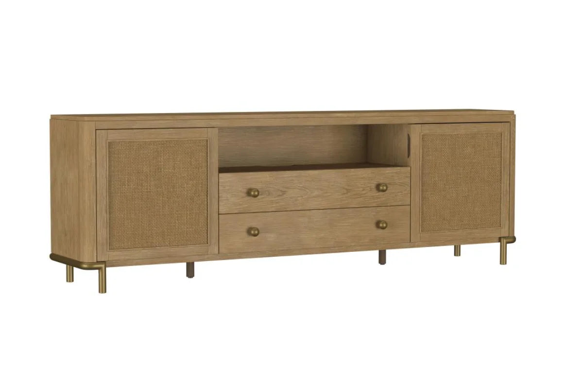 Arini rattan cane 2-door tv stand media console sand wash