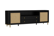 Arini rattan cane 2-door tv stand media console black