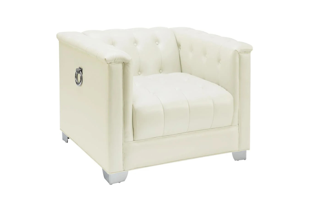 CHAVIANO UPHOLSTERED TRACK ARM ACCENT CHAIR PEARL WHITE