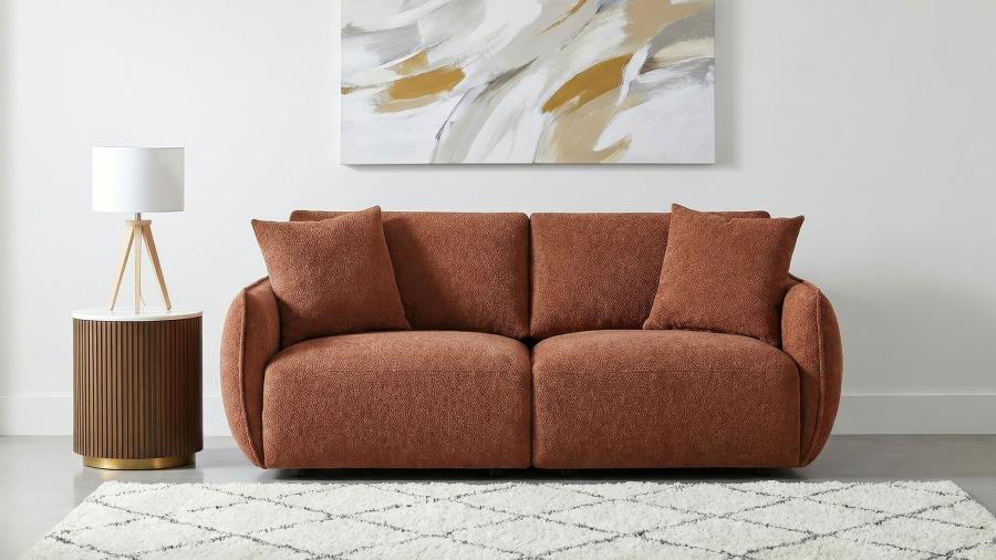 ELYSIA CHENILLE UPHOLSTERED MODULAR LOUNGE SOFA CORAL