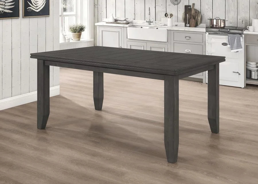 DALILA RECTANGULAR 66-INCH WOOD DINING TABLE DARK GREY