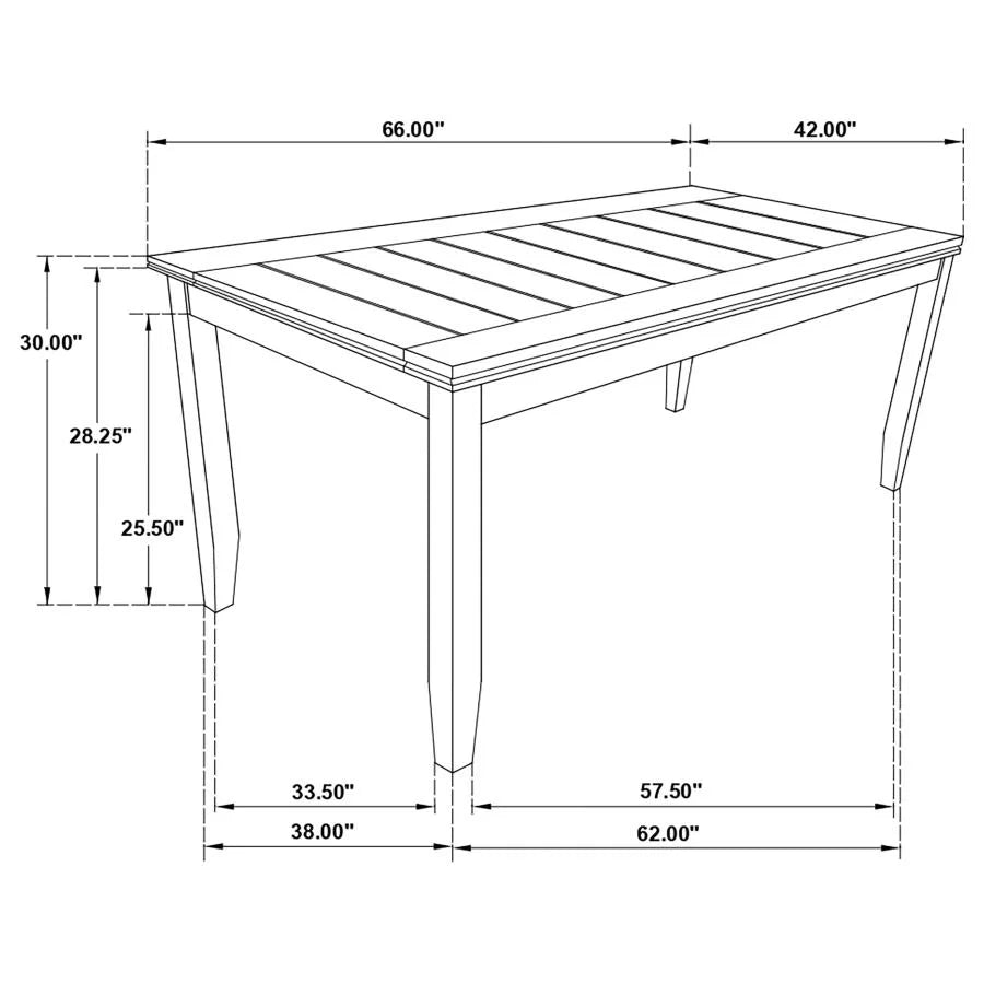 DALILA RECTANGULAR 66-INCH WOOD DINING TABLE DARK GREY