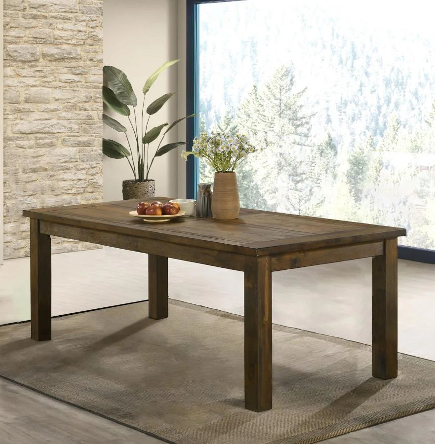 COLEMAN RECTANGULAR 79-INCH DINING TABLE RUSTIC GOLDEN BROWN
