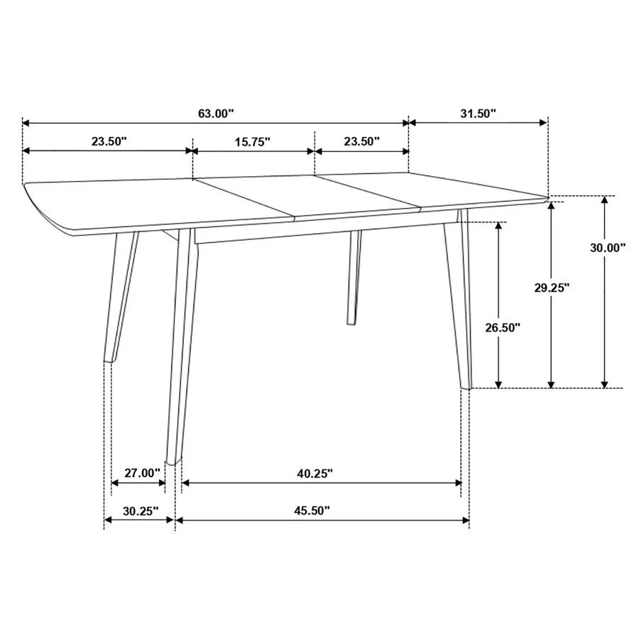 ALFREDO 63-INCH EXTENSION LEAF DINING TABLE NATURAL WALNUT