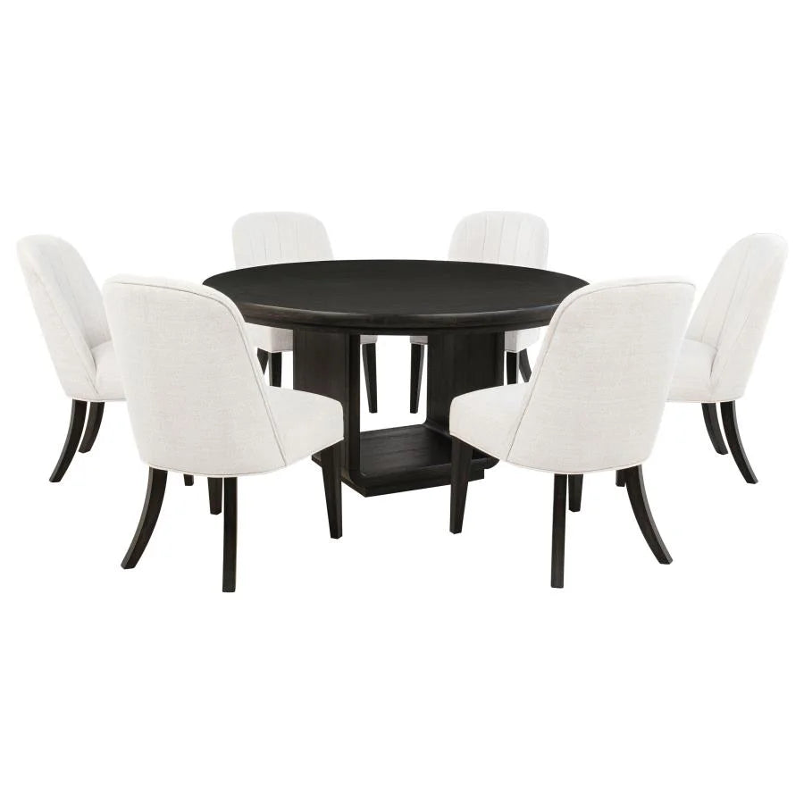 LEANDRO  ROUND DINING TABLE SET BURNISHED BLACK