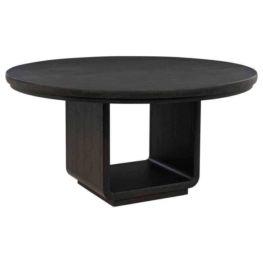 LEANDRO  ROUND DINING TABLE SET BURNISHED BLACK