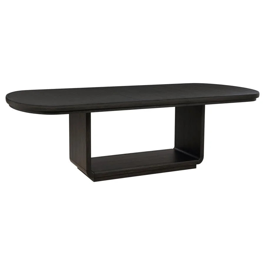 LEANDRO 7-PIECE ROUND DINING TABLE SET BURNISHED BLACK