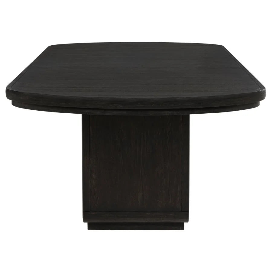 LEANDRO 7-PIECE ROUND DINING TABLE SET BURNISHED BLACK