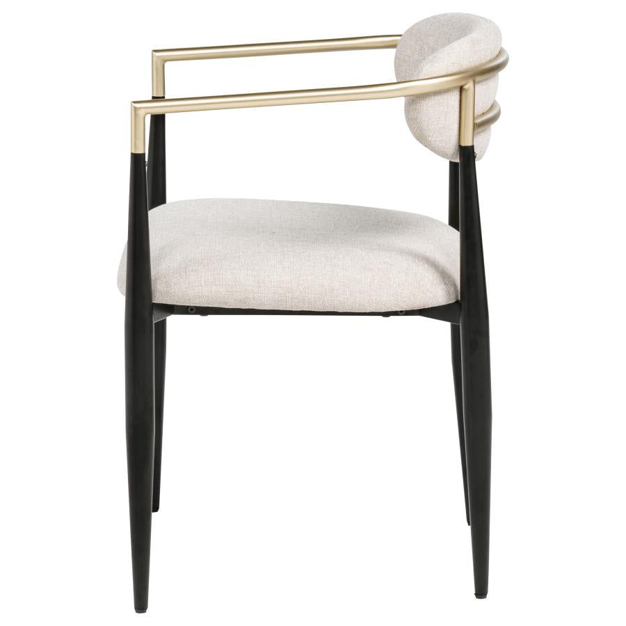 Bradbury Fabric Upholstered Dining Arm Chair Beige (Set of 2)