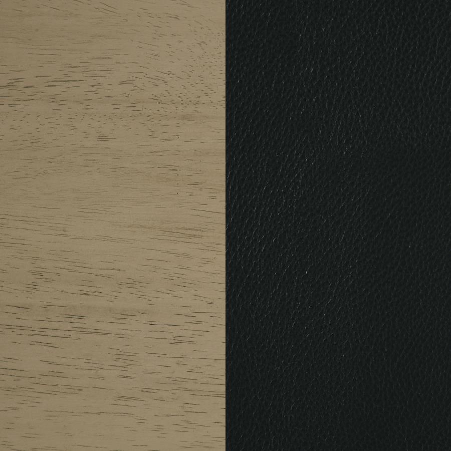 Kehoe Upholstered Dining Side Chair Black and Natural Oak (Set of 2)
