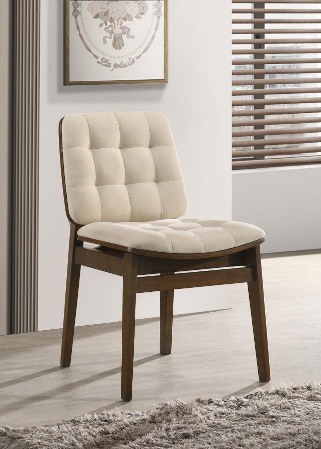 Redbridge Upholstered Side Chair Cream and Walnut (Set of 2)