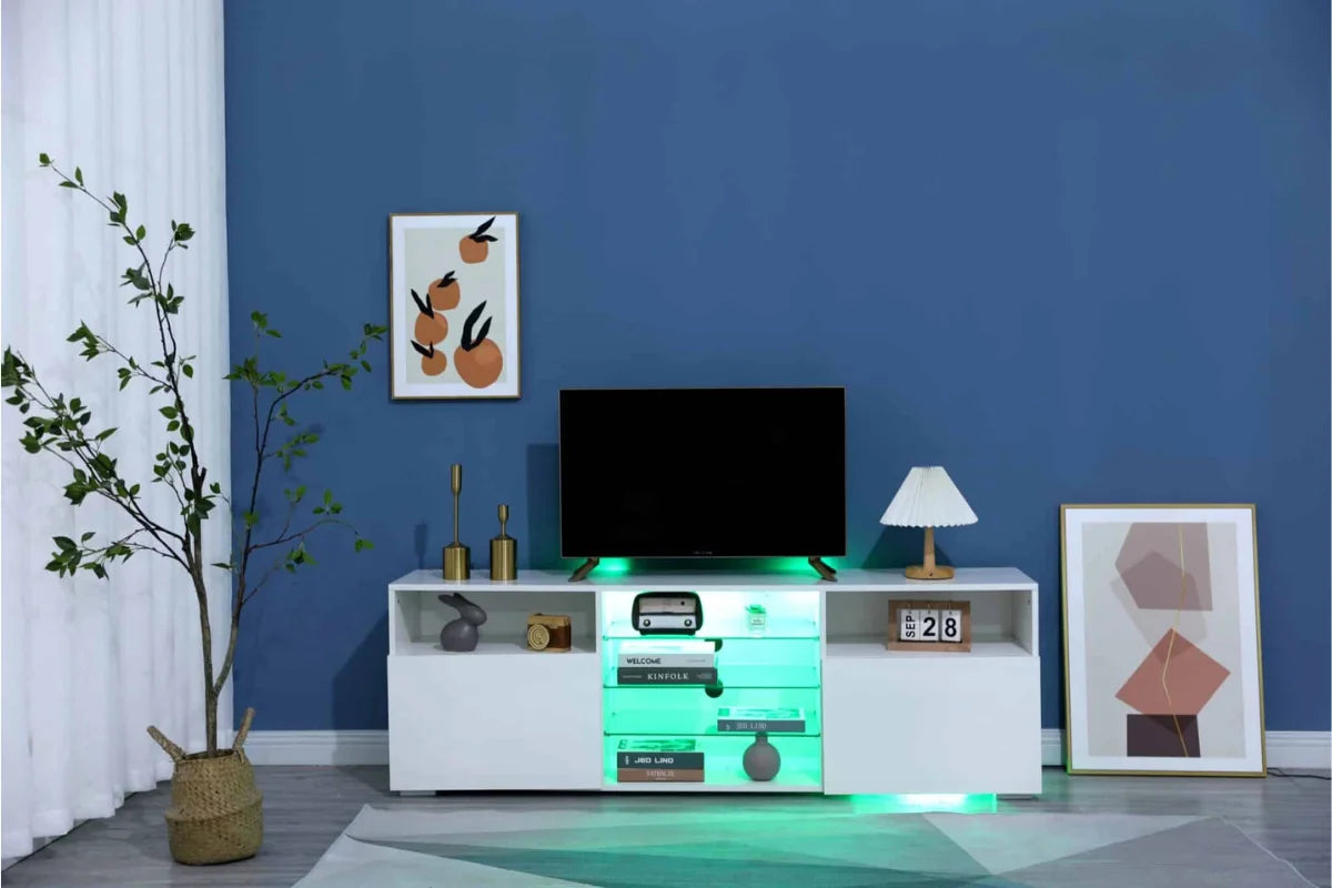 Village TV stand. 63-INCH White