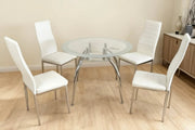 VALENTINA 5-PIECE ROUND GLASS TOP DINING TABLE SET