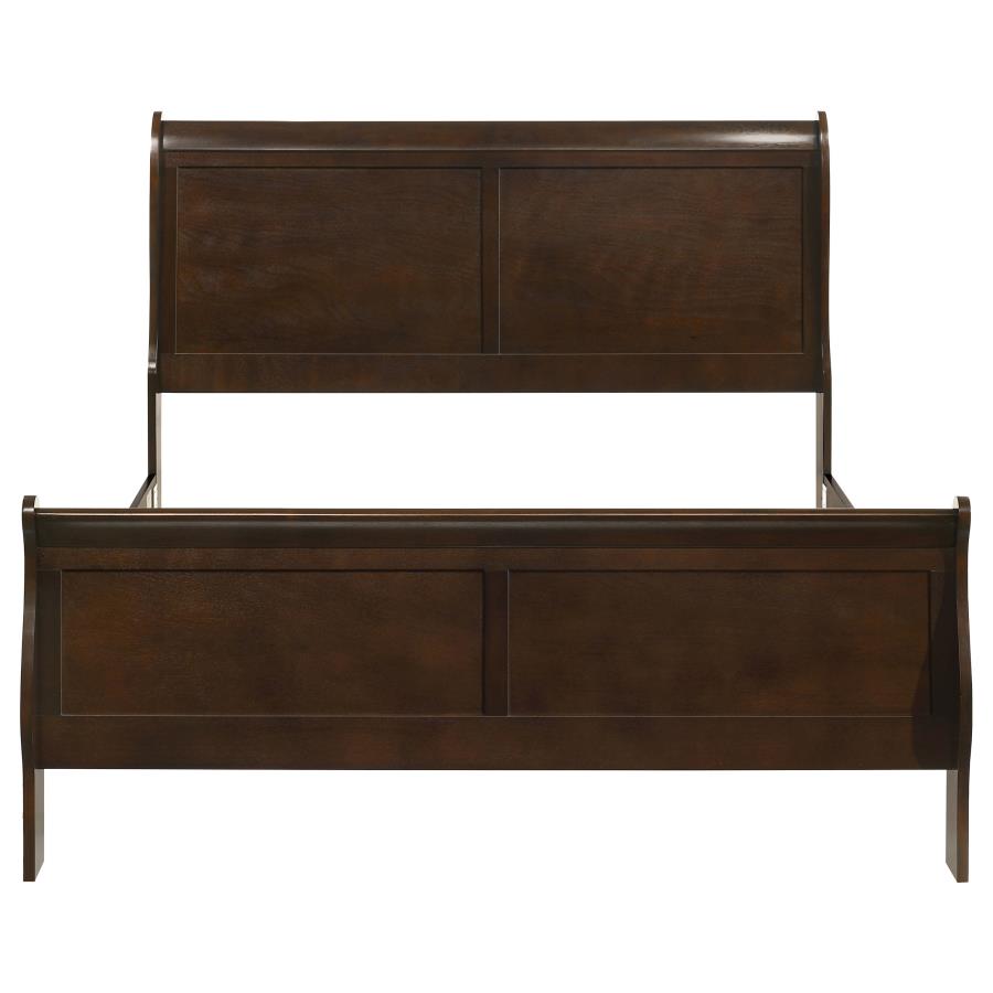 LOUIS PHILIPPE WOOD SLEIGH BED CAPPUCCINO
