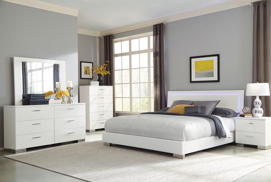 Felicity 5-Piece Bedroom Set White High Gloss