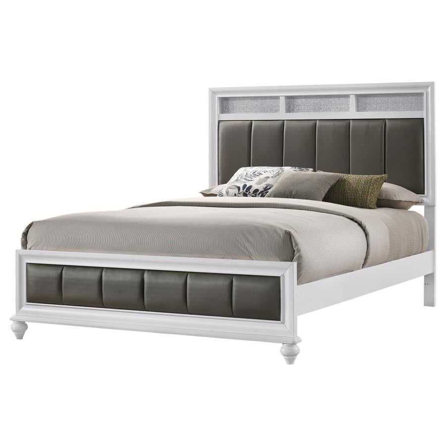 BARZINI WOOD QUEEN PANEL BED WHITE